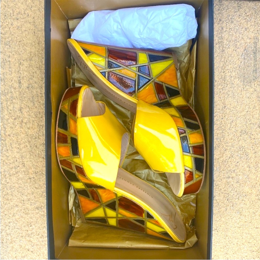 Giuseppe Zanotti Yellow and Multicolor Wedges